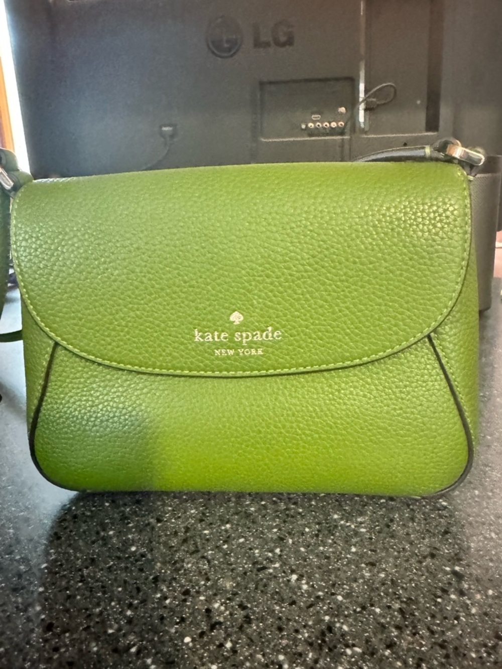 kate spade Green Pebbled Leather Flap Crossbody
